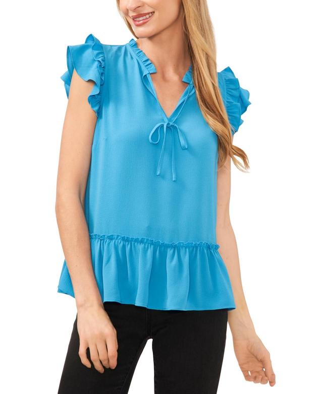 CeCe Womens Ruffle-Sleeve Peplum Top Product Image