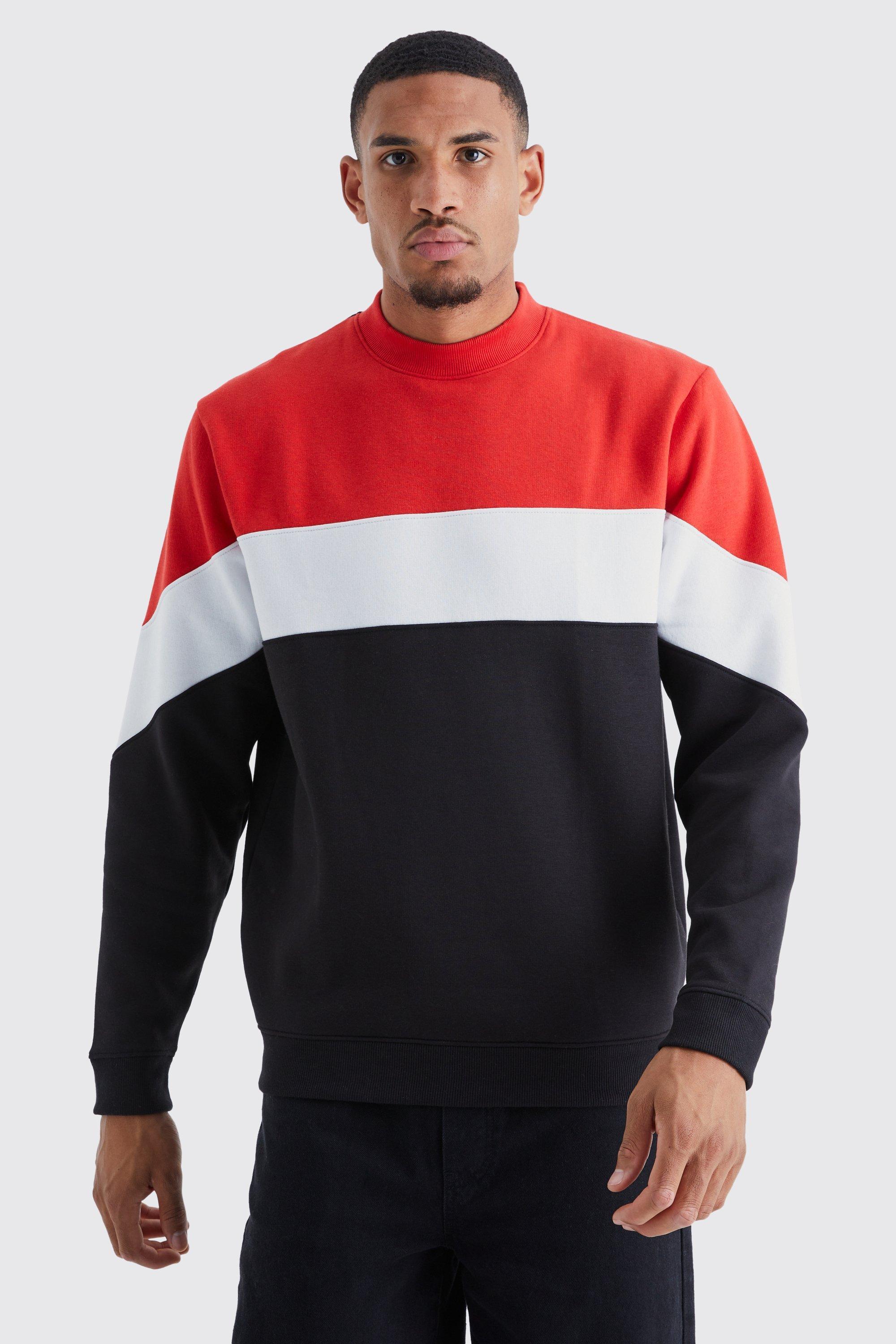 Tall Colour Block Extended Neck Sweatshirt | boohooMAN USA Product Image