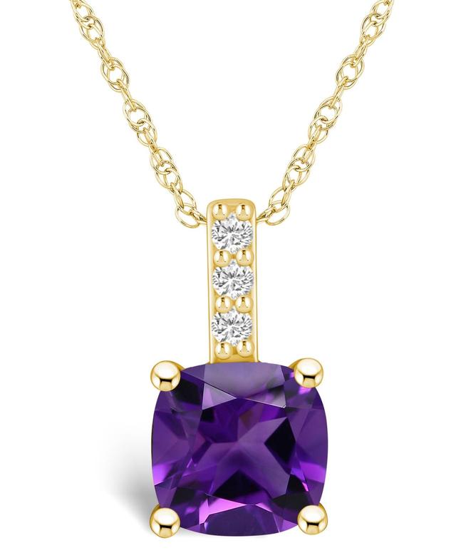 Macys Amethyst (2 Ct. T.w.) and Diamond Accent Pendant Necklace in 14K Yellow Gold Product Image