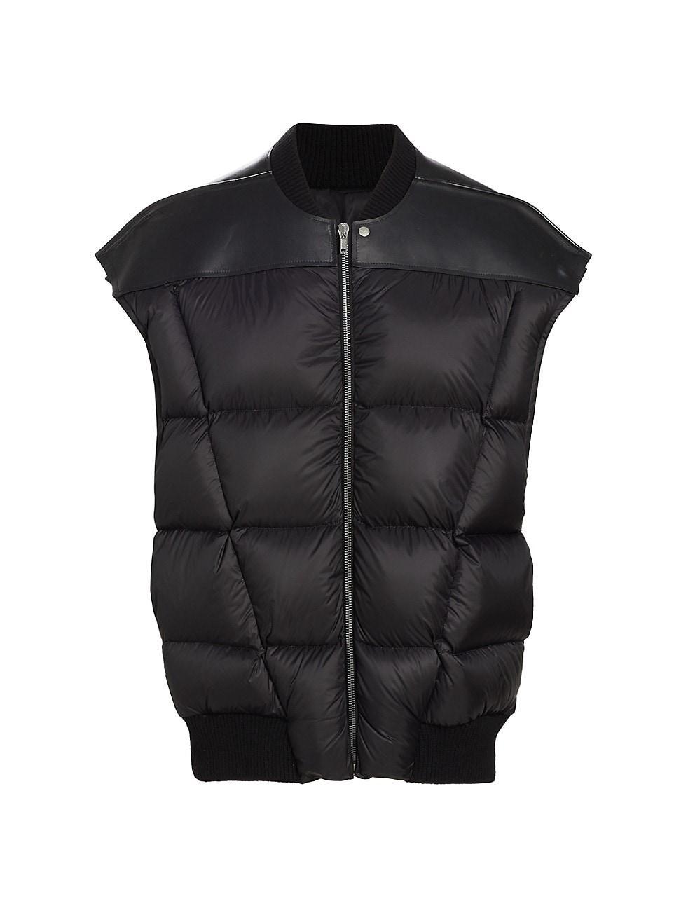 Mens Jumbo Flight Leather-Trimmed Puffer Vest Product Image