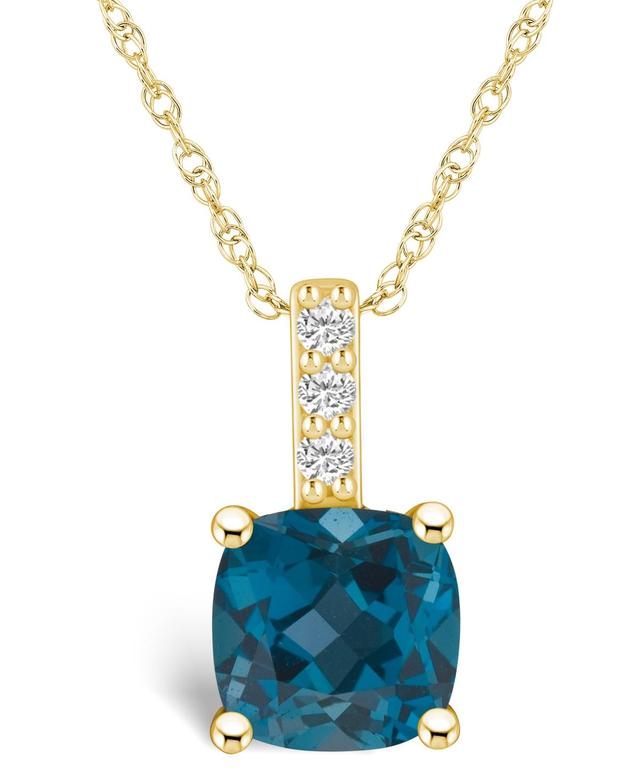 Alyson Layne 14k Gold Cushion London Blue Topaz & Diamond Accent Pendant Necklace, Womens Product Image