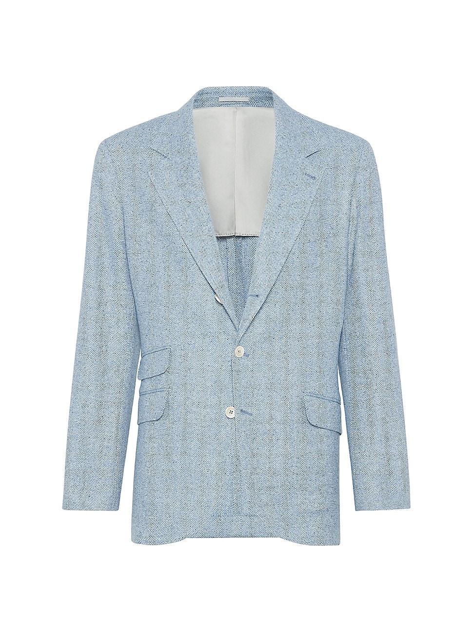 Mens Flecked Wool, Silk and Cashmere Comfort Chevron Deconstructed Blazer Product Image