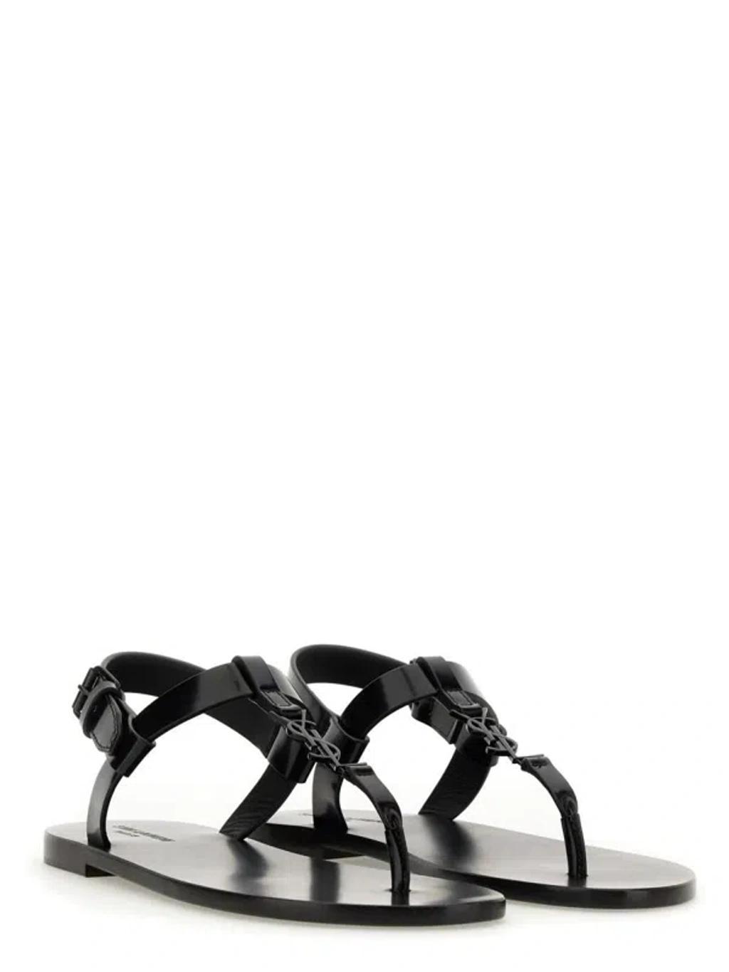 SAINT LAURENT Nero Leather Sandals For Men Product Image