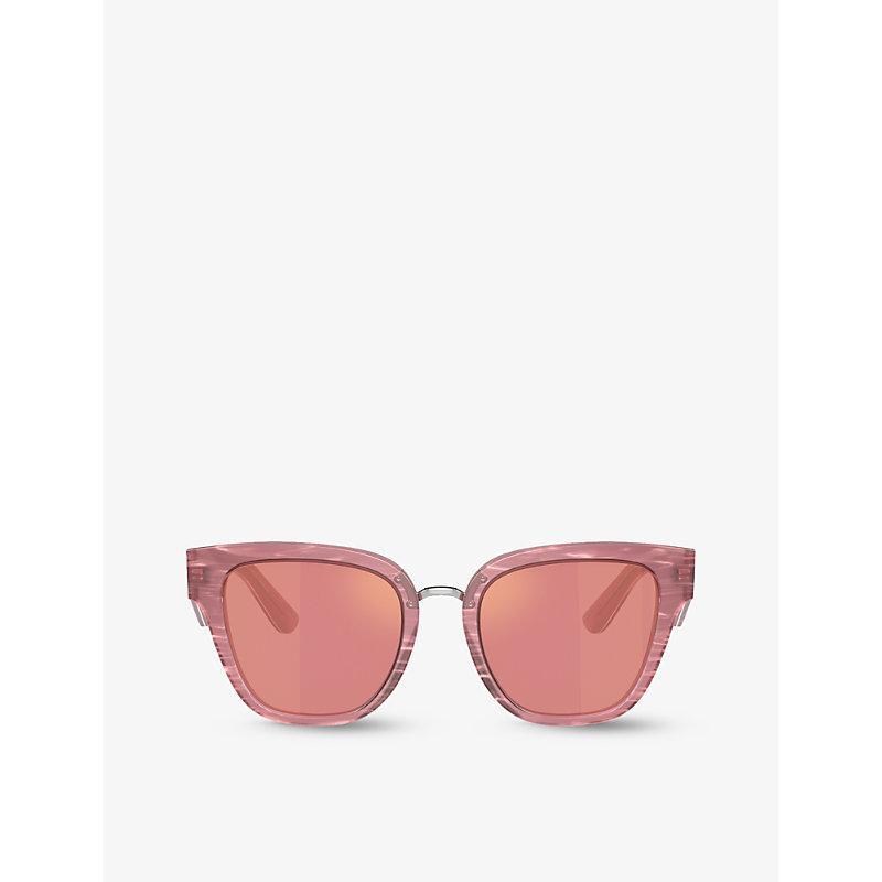 DOLCE & GABBANA Dg4437 Butterfly-shape Acetate Sunglasses In Pink Dark Mirror Red Product Image