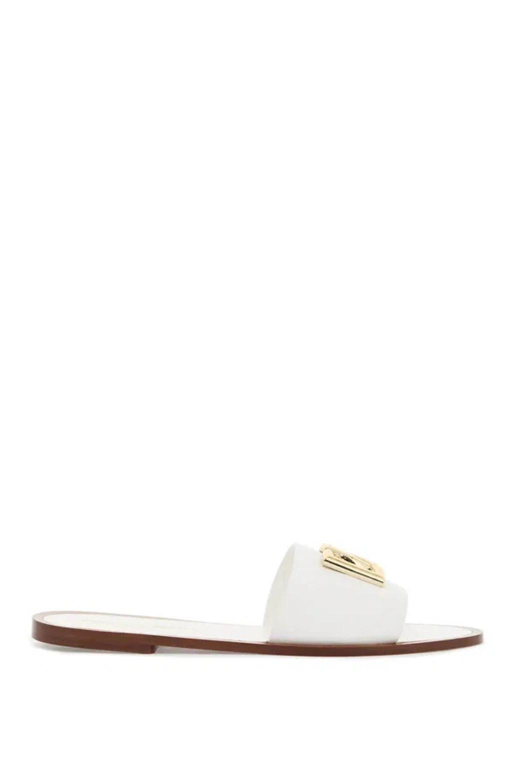 DOLCE & GABBANA Dg-logo Leather Sandals In White Product Image