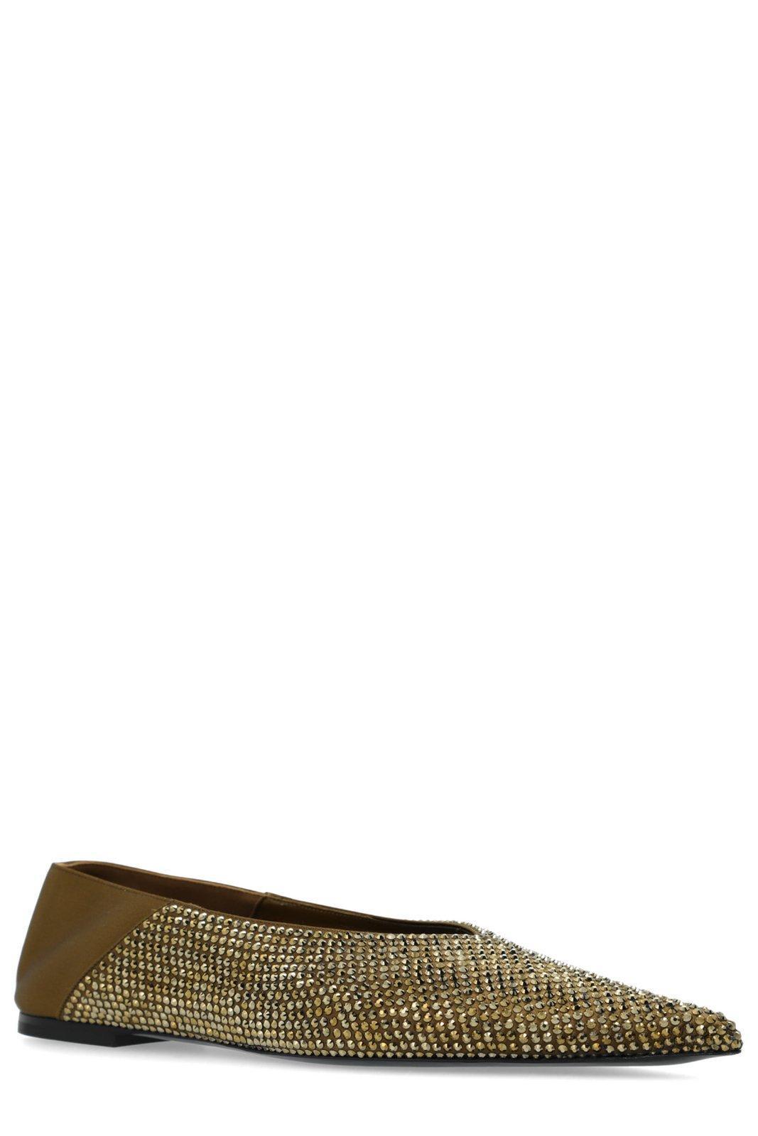 SAINT LAURENT Nour Pointed Toe Slippers In Golden Product Image