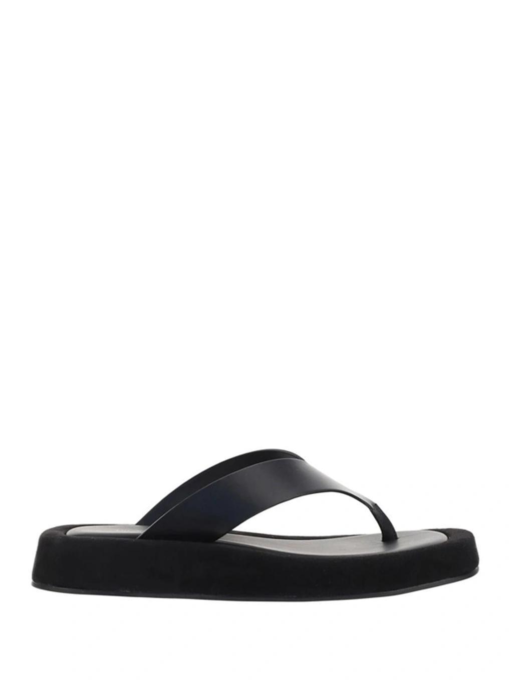 Ginza Leather And Suede Sandals In Black Black Product Image