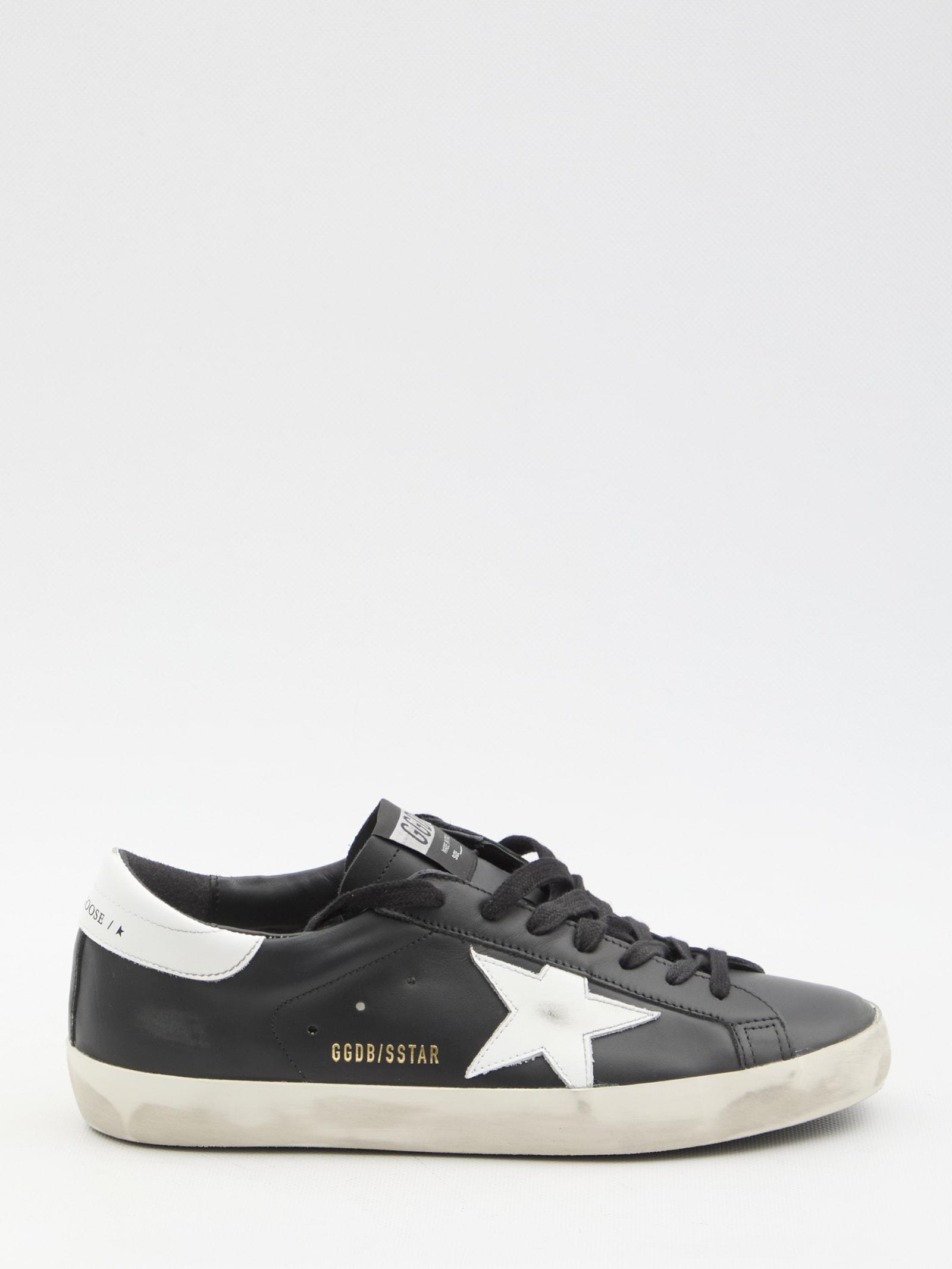 GOLDEN GOOSE 'superstar' Black Vintage Low Top Sneakers In Leather Man Product Image