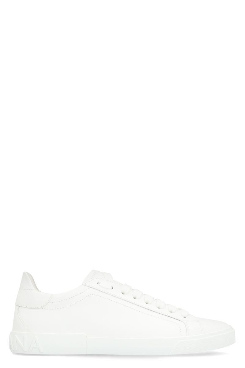 Portofino Vintage Leather Low-top Sneakers In White Product Image