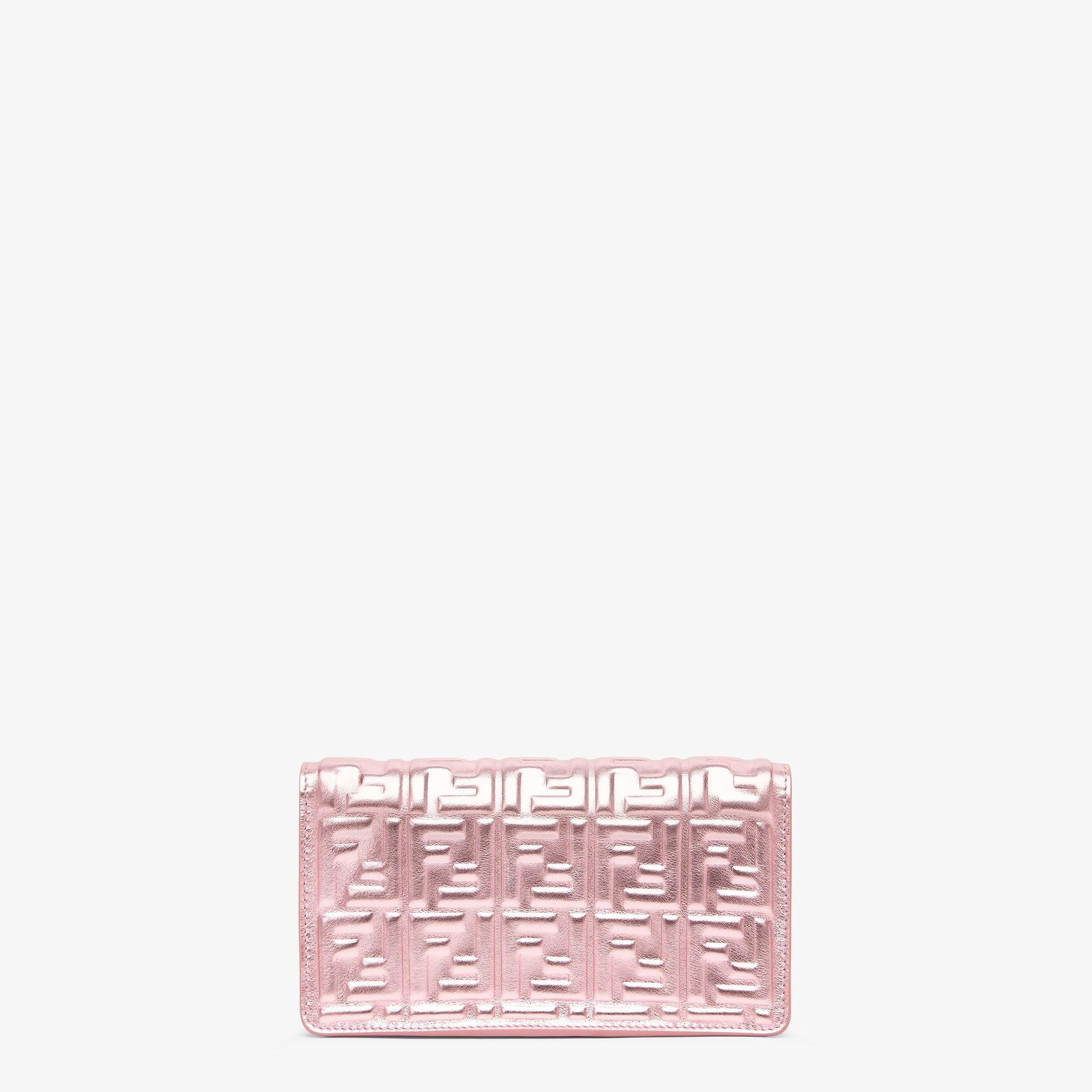 Wallet On Chain BaguettePink metallic leather wallet Product Image