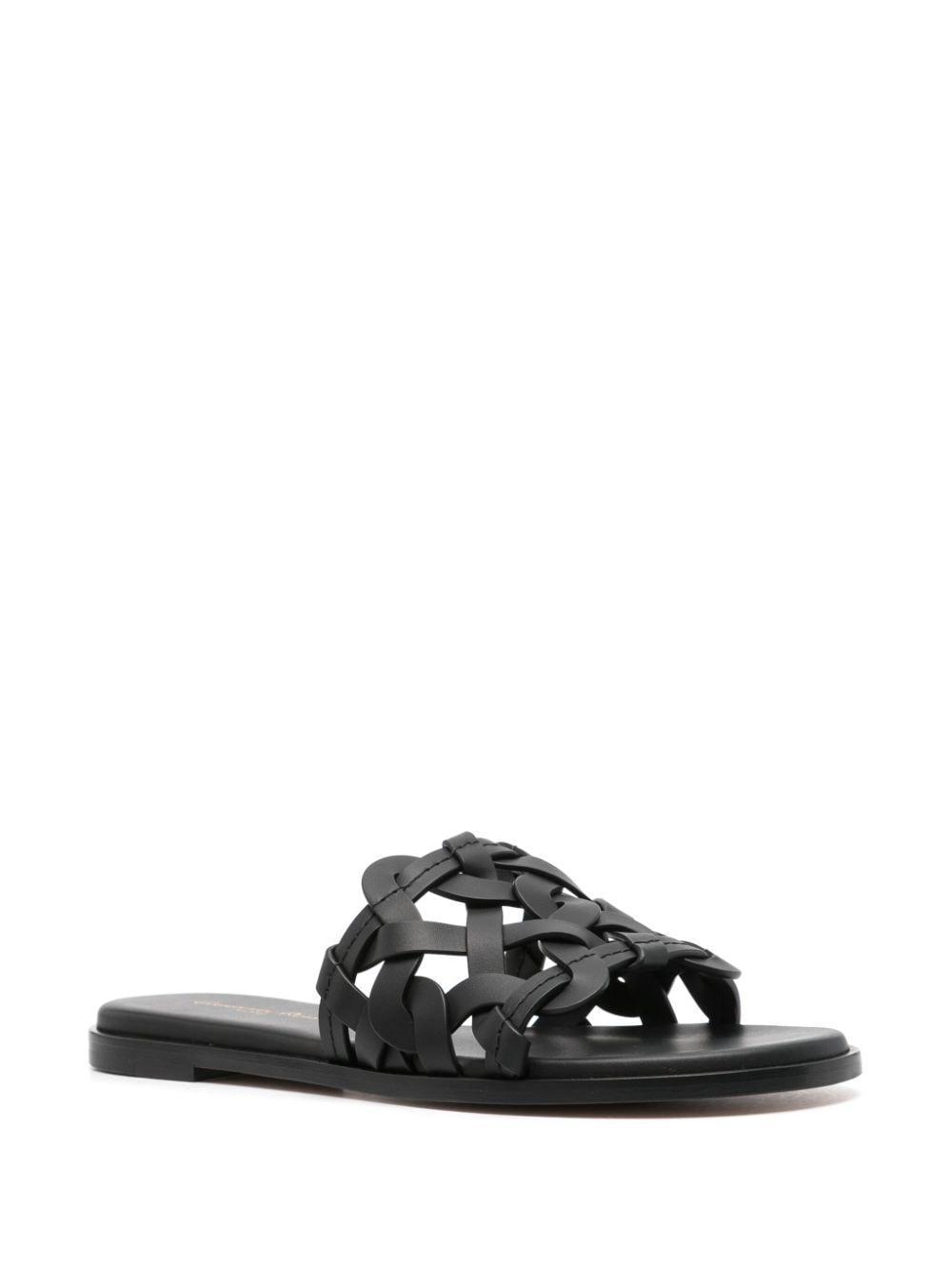 Interwoven Leather Sandals In Black Product Image