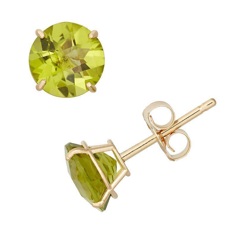 Peridot 10k Gold Stud Earrings, Womens, Green Product Image