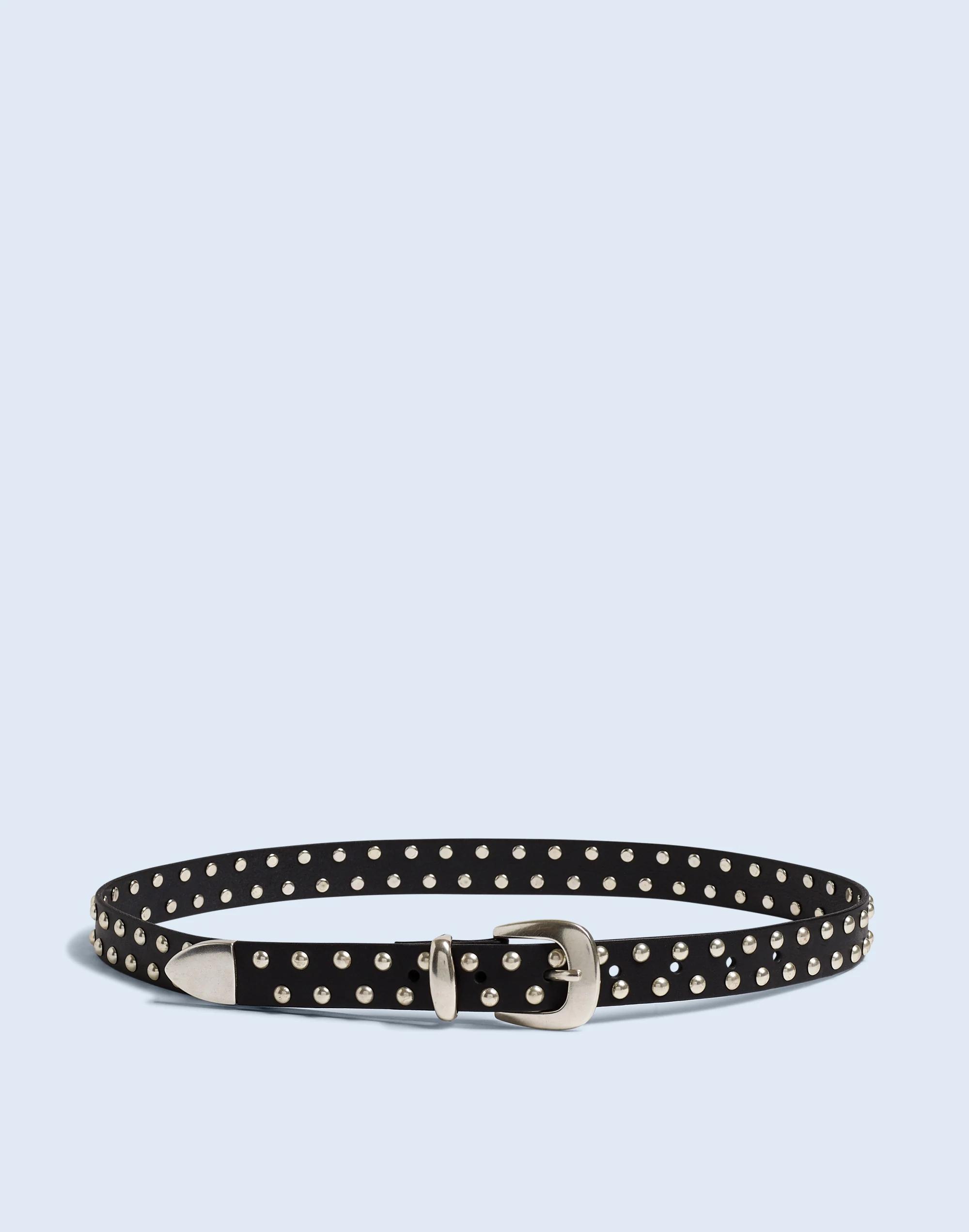 Skinny Leather Western Belt: Studded Edition Product Image