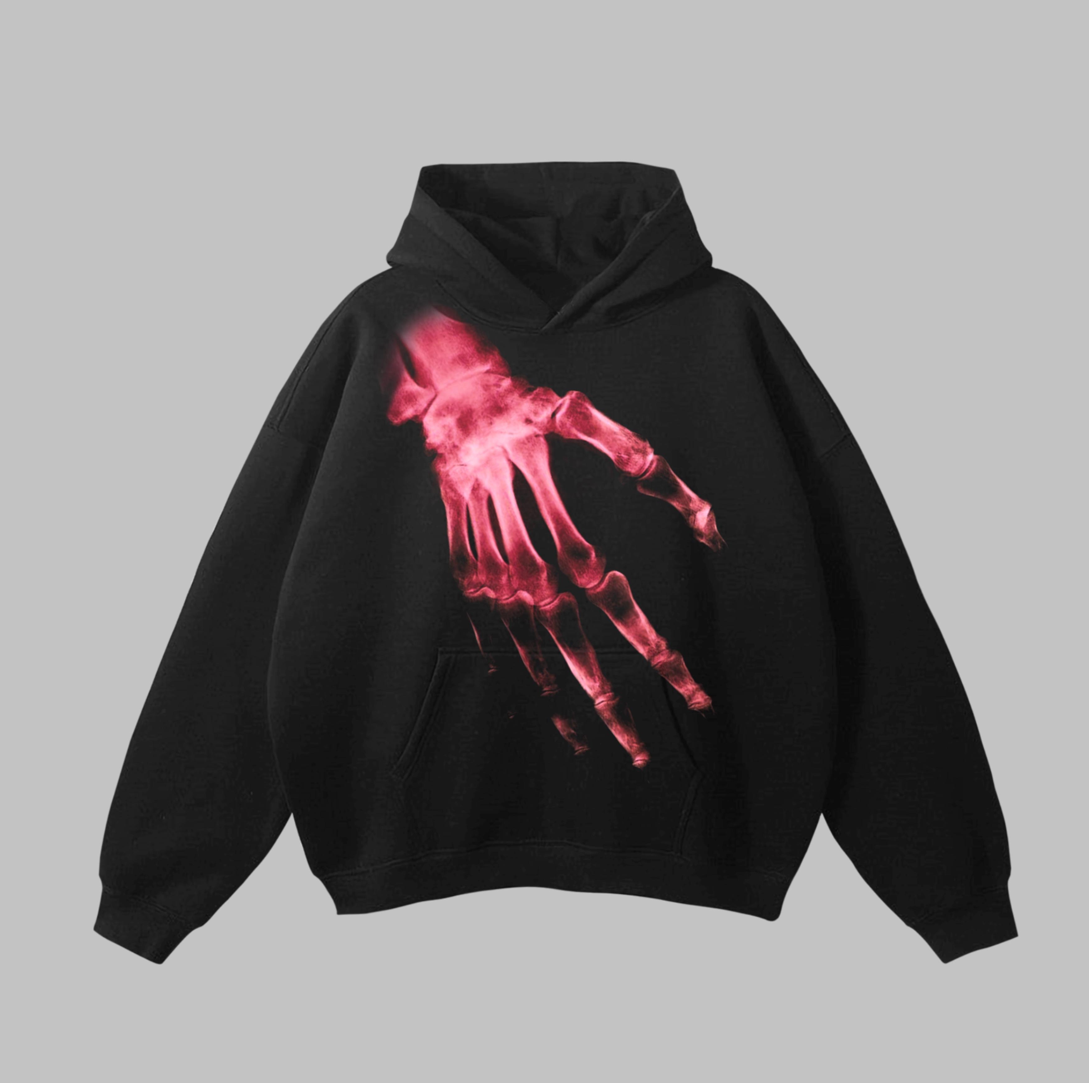 Sopula Breathing Shadow Skull Hand Graphic Pocket Hoodie Product Image