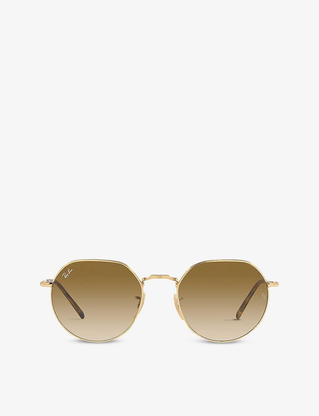 RAY BAN Rb3565 Jack Hexagonal-frame Gold-toned And Acetate Sunglasses Product Image