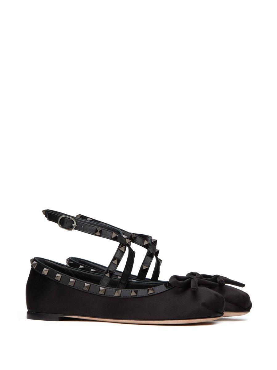 VALENTINO GARAVANI Rockstud Satin Ballerina With Tone-on-tone Studs Woman Black 40.5 Product Image