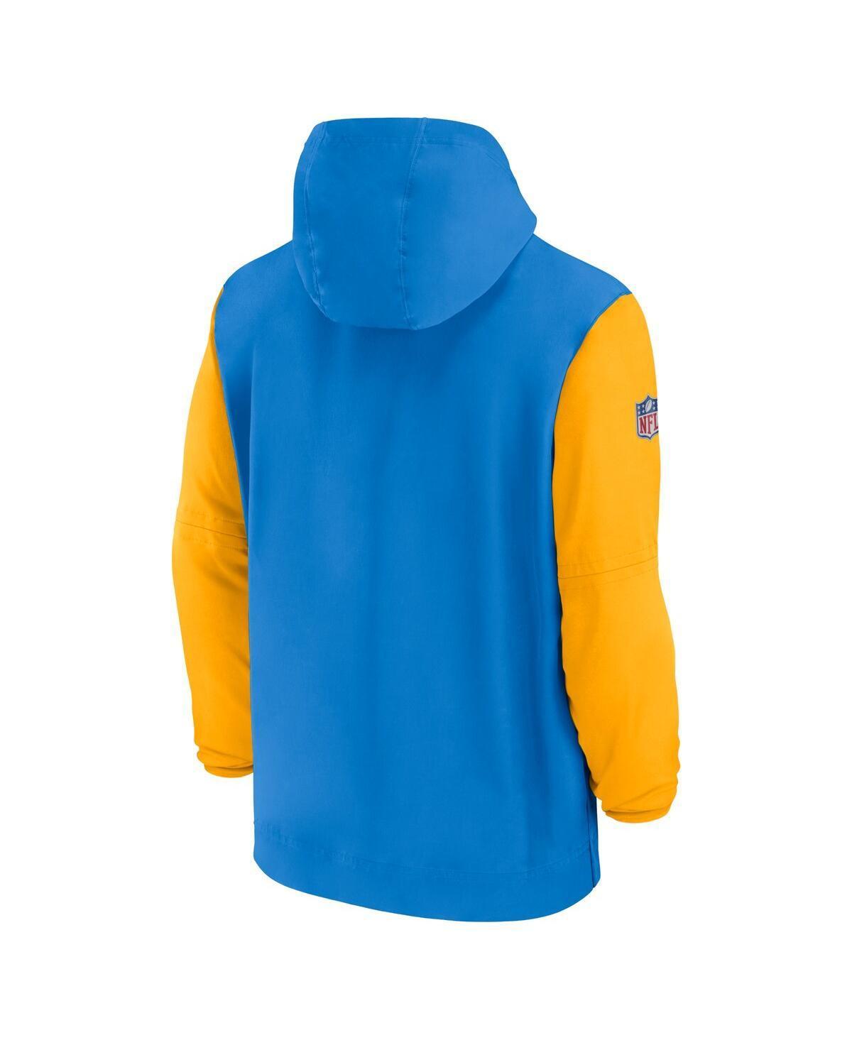 NIKE Men's Powder Blue/gold Los Angeles Chargers 2024/25 Sideline Pre-game Player 1/2-zip Hoodie Jacket Product Image