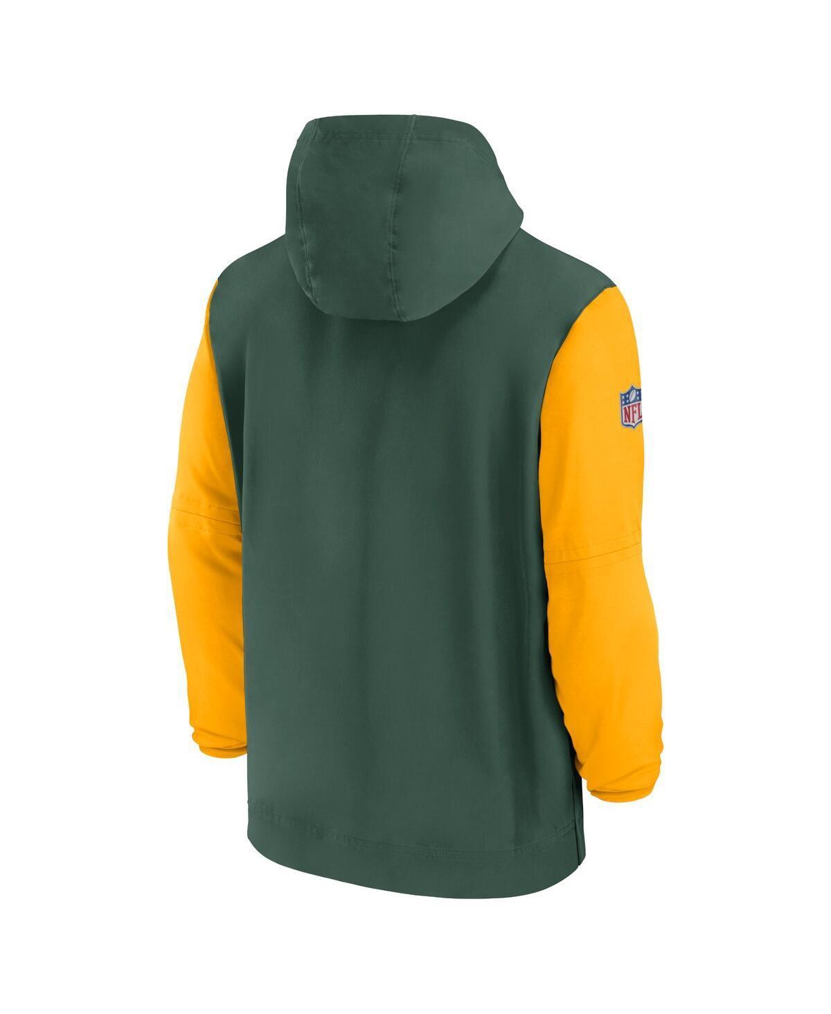 NIKE Men's Green/gold Green Bay Packers 2024/25 Sideline Pre-game Player 1/2-zip Hoodie Jacket Product Image