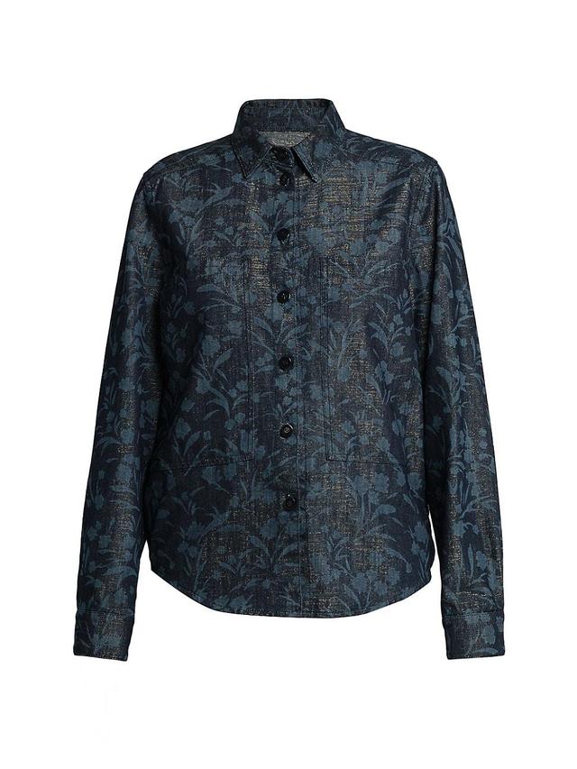 Womens Floral Cotton-Blend Metallic Blouse Product Image