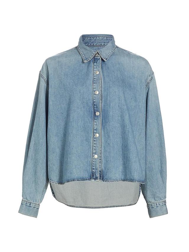 AGOLDE Aiden High Low Shirt in Blue Product Image