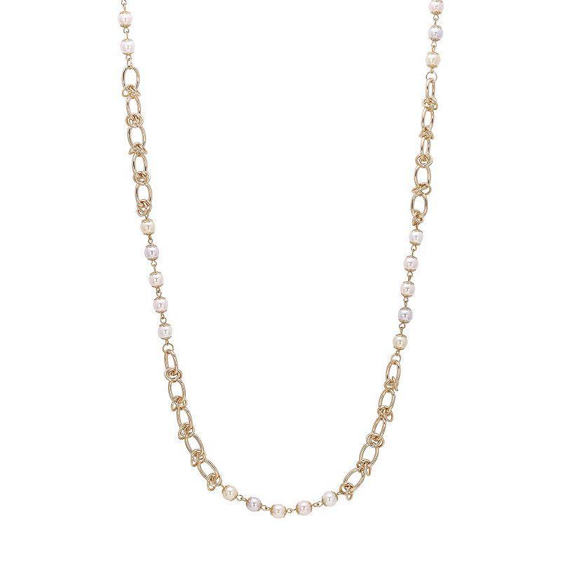 1928 Gold Tone Faux Pearl Necklace, Womens, White Product Image