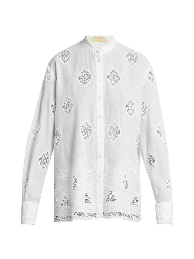 Womens Open-Back Lace-Paneled Shirt Product Image