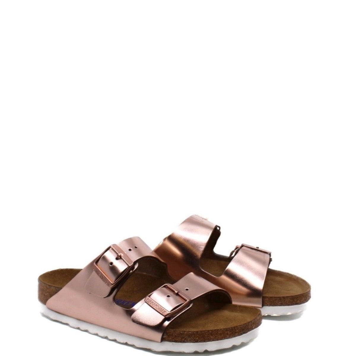 Birkenstock Arizona Metallic Copper Leather Soft Footbed Narrow Product Image