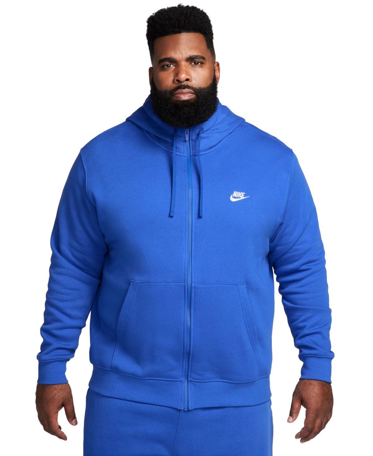 Nike Mens Nike Club Full-Zip Hoodie - Mens White/Midnight Navy Product Image