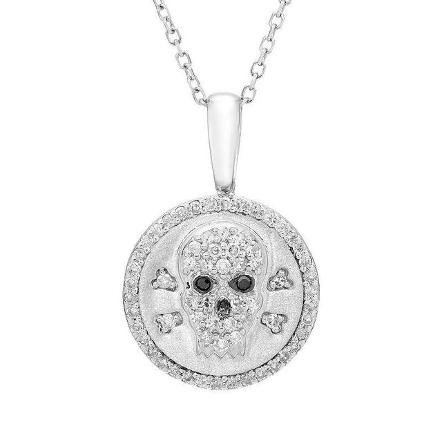 Its Personal Sterling Silver & Diamond-Accent Skull Pendant Necklace, Womens Product Image