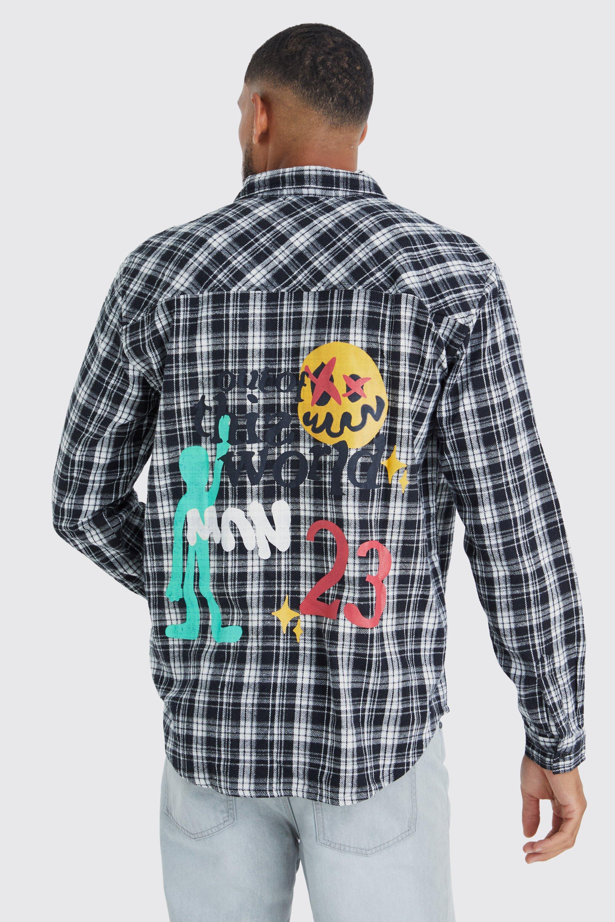 Tall Oversized Out Of This World Flannel Shirt | boohooMAN USA Product Image