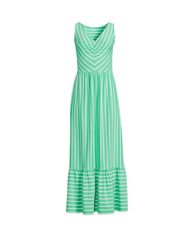 Womens Lands End Polished Tiered Knit V-Neck Maxi Dress Product Image