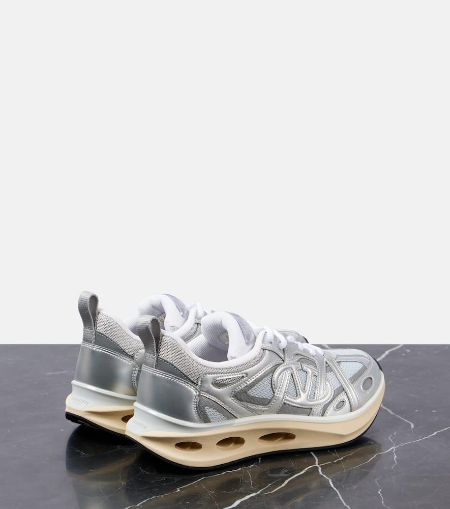 VALENTINO GARAVANI Vlogo Easy Jog Metallic Sneakers In Argento/sky Sorbet/bianco Product Image