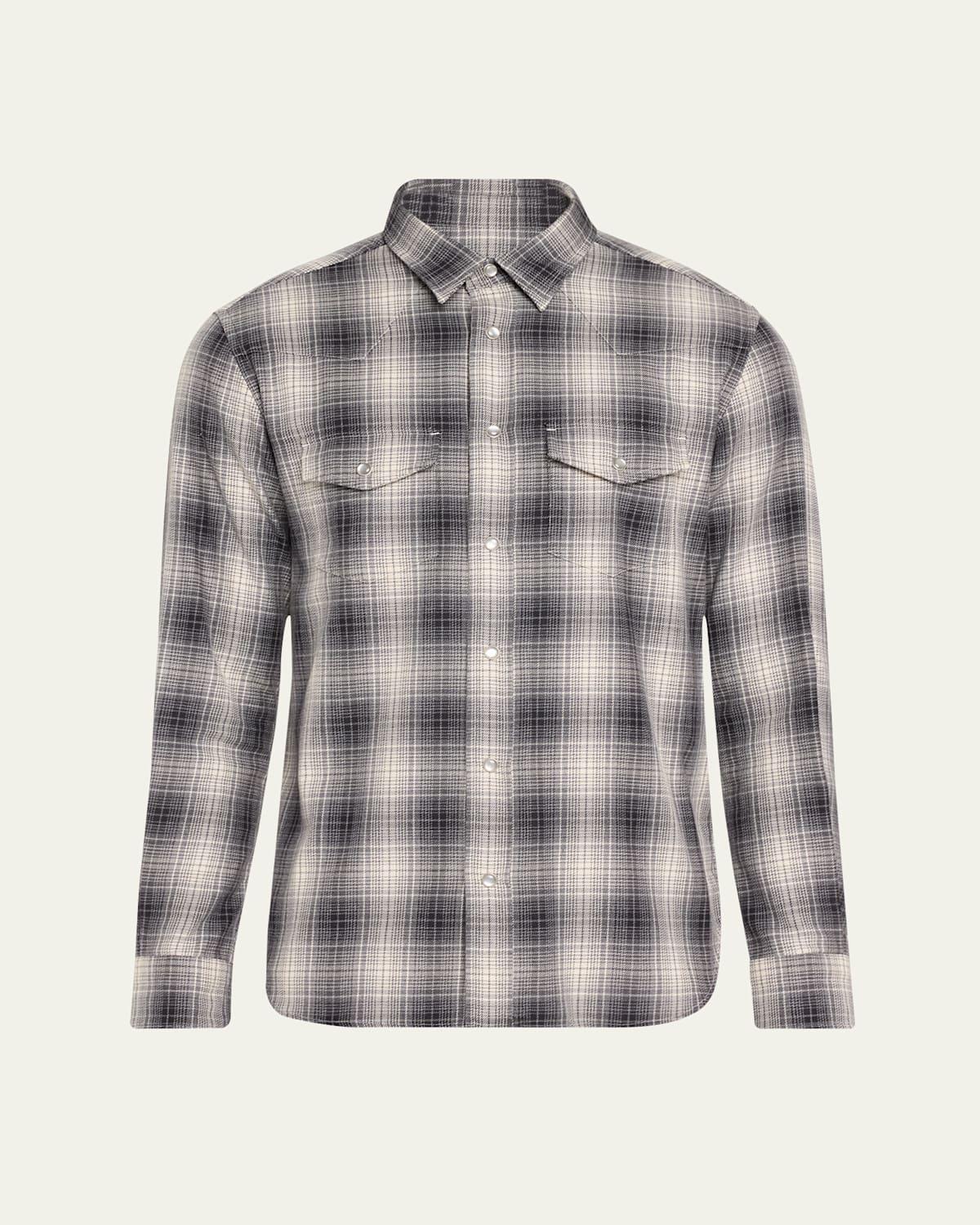 Mens Cotton Plaid Western Shirt Product Image