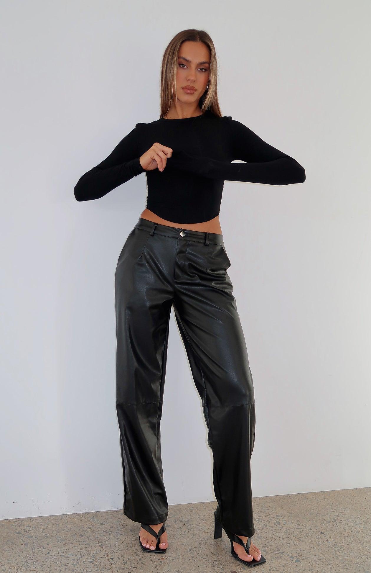 Catch My Vibe PU Pants Black Product Image