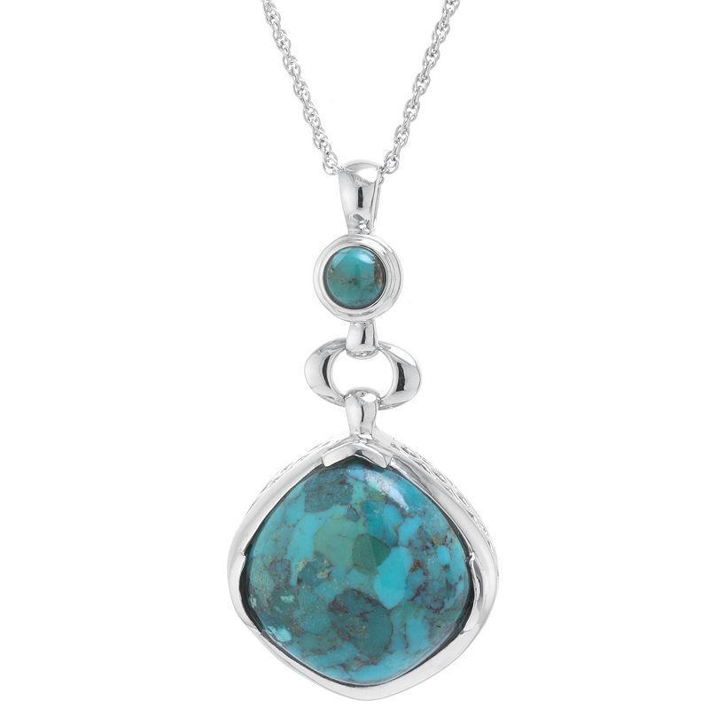 Athra NJ Inc Sterling Silver Enhanced Turquoise Open Teardrop Pendant Necklace, Womens Product Image