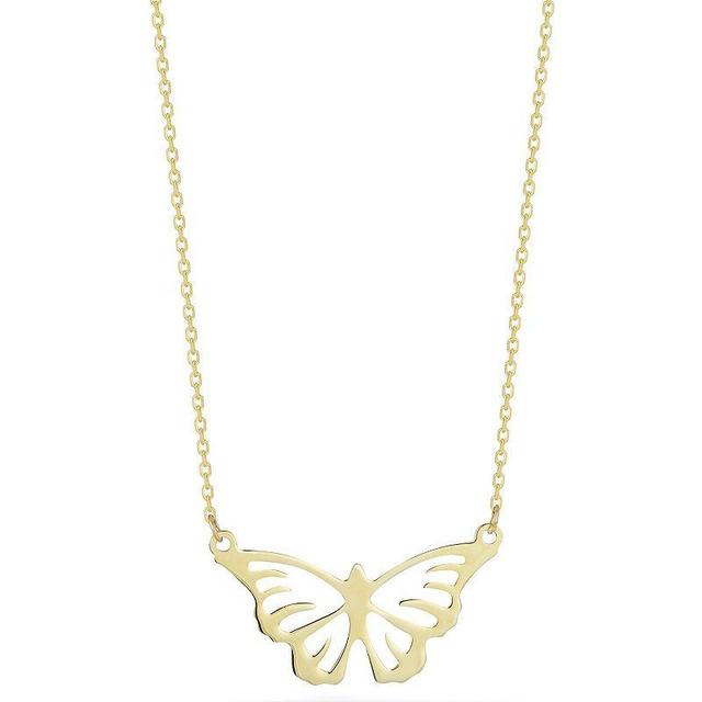 LUMINOR GOLD 14k Gold Open Butterfly Necklace, Womens Yellow Product Image