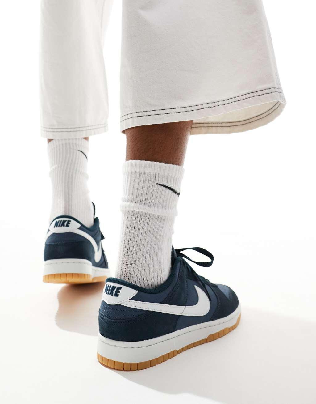 Nike Dunk Low Retro sneakers in navy and white Product Image