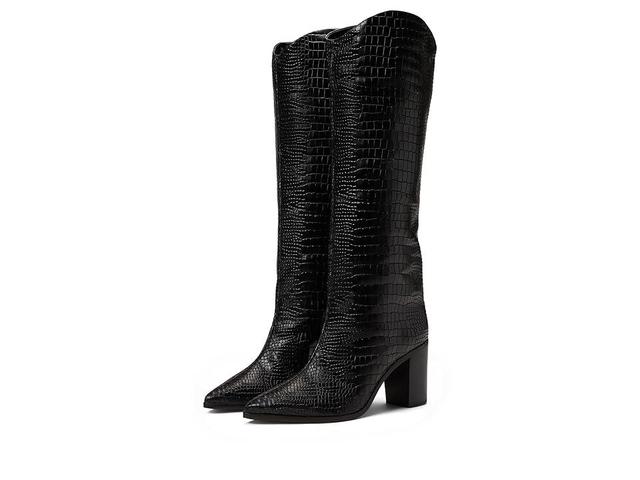 Womens Analeah 85MM Croc-Embossed Leather Boots Product Image