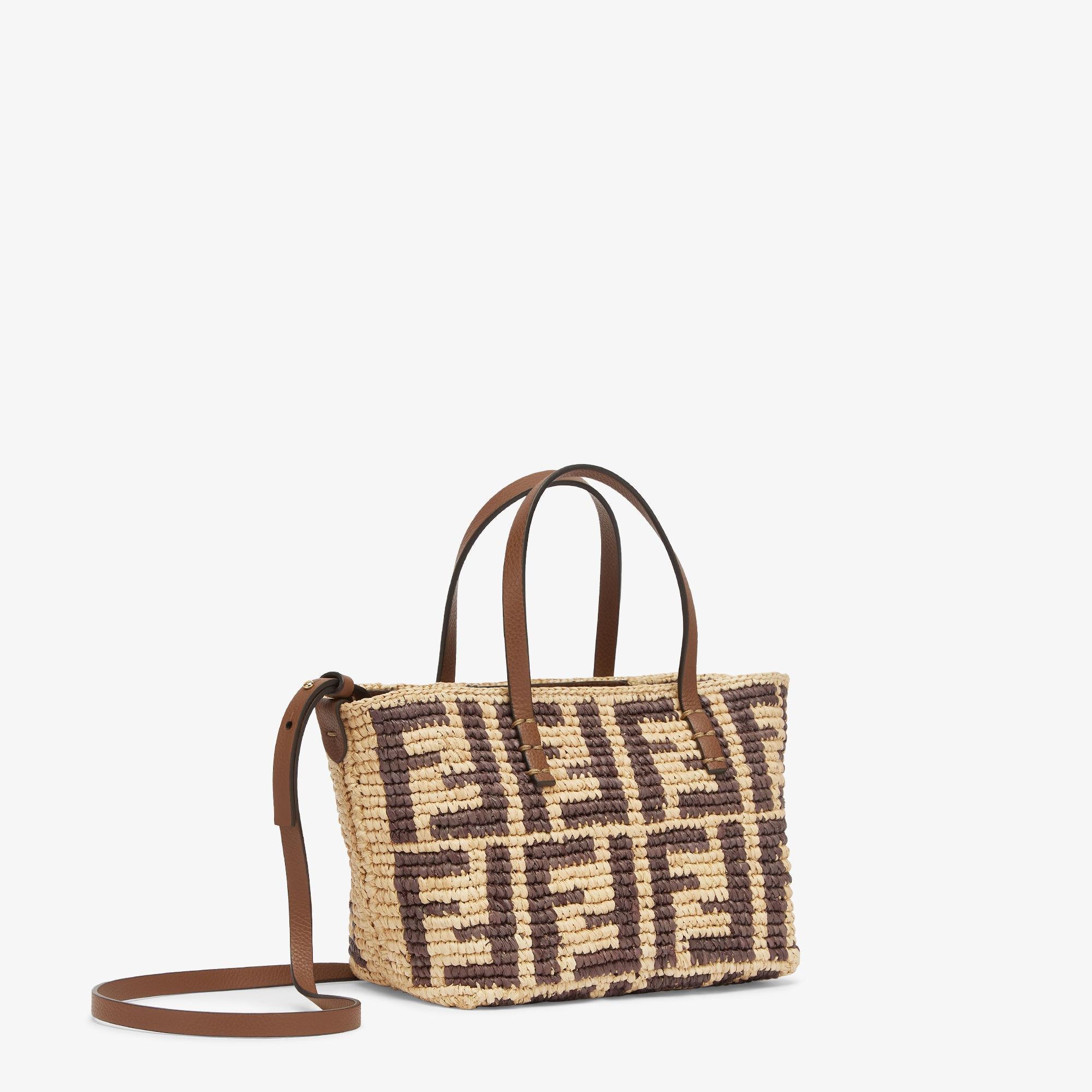 Roll MiniBrown FF raffia crochet mini bag Product Image