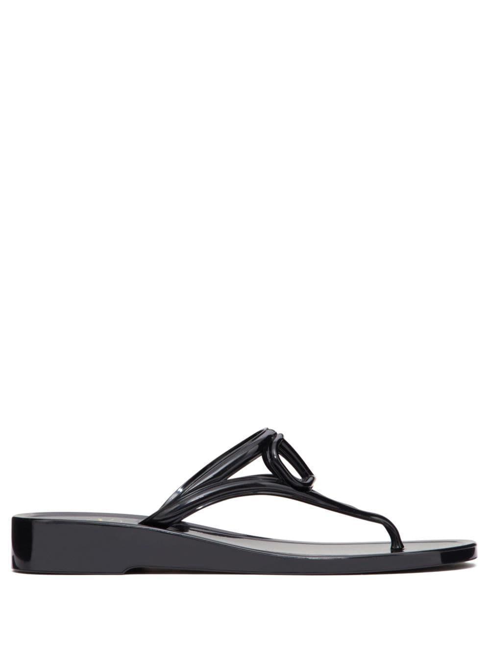 VALENTINO GARAVANI Vlogo Jelly Wedge Flip Flop In Black Product Image