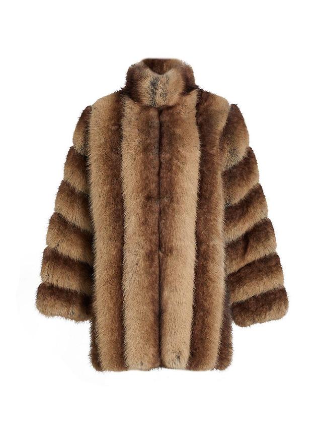 Womens Faux-Fox-Fur Coat Product Image