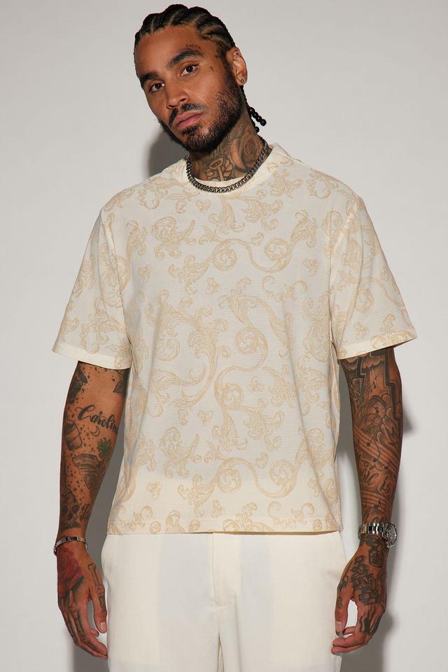 Fancy Filigree Short Sleeve Crew Tee - Cream Product Image