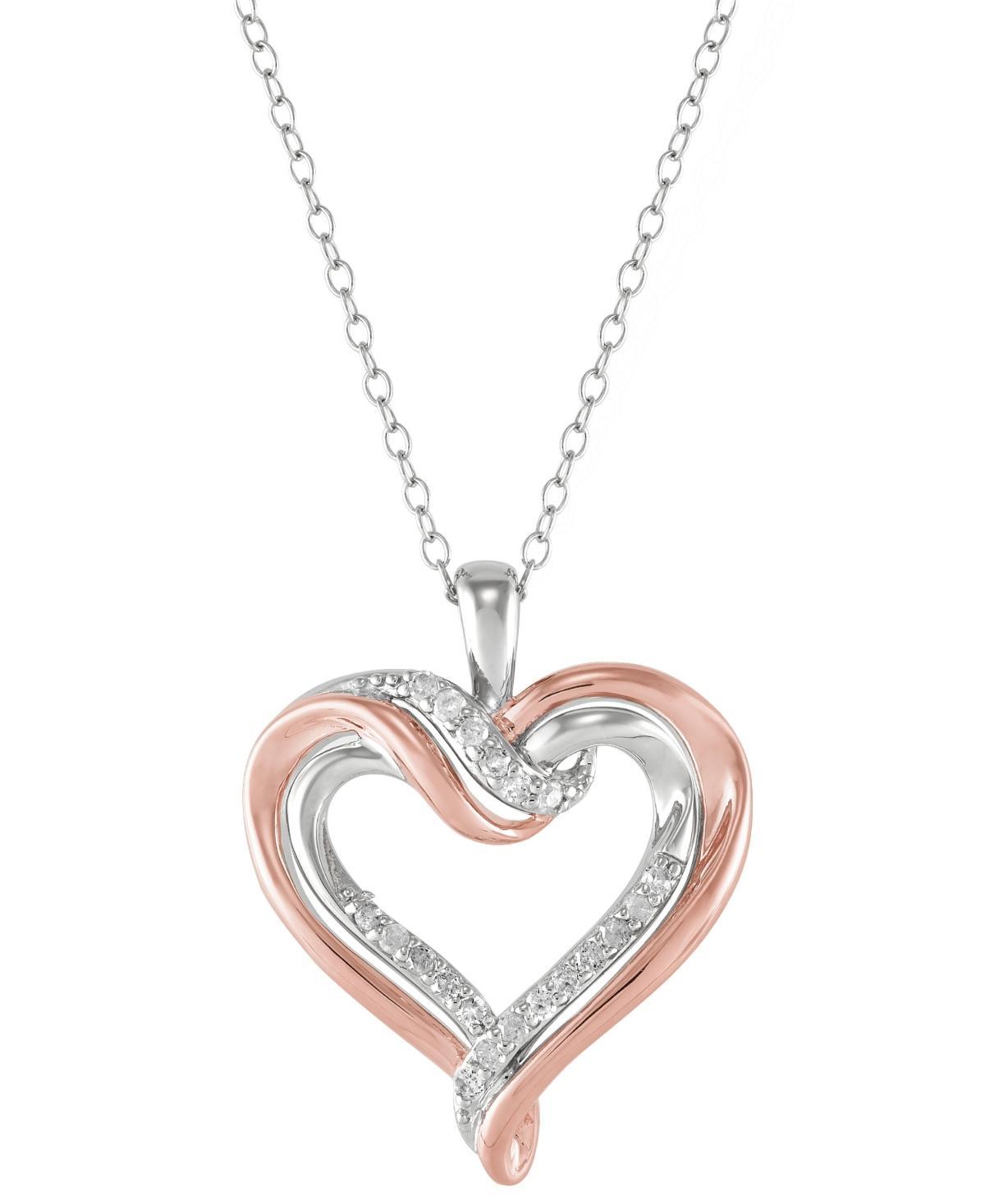 Diamond Heart 18 Pendant Necklace (1/4 ct. t.w.) in Sterling Silver & Rose Gold Flash Product Image