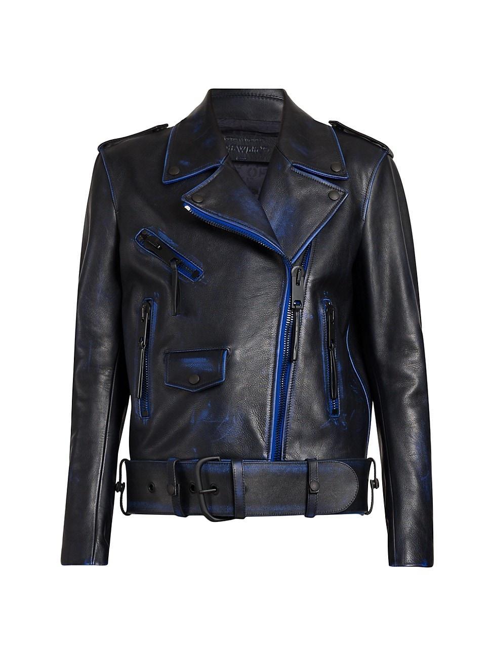 Womens Oversized Leather Biker Jacket Product Image