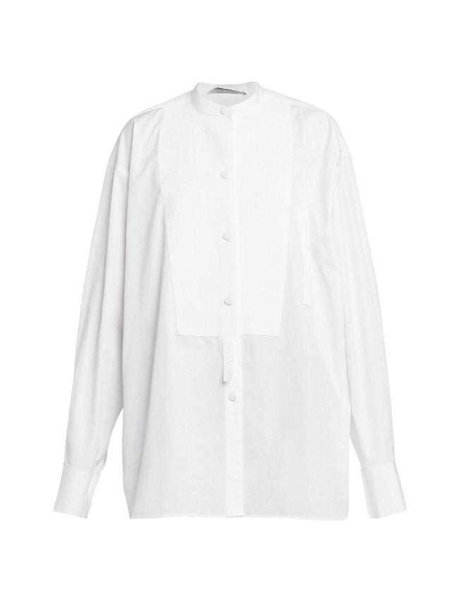 Womens Plastron Bibbed Cotton Shirt Product Image