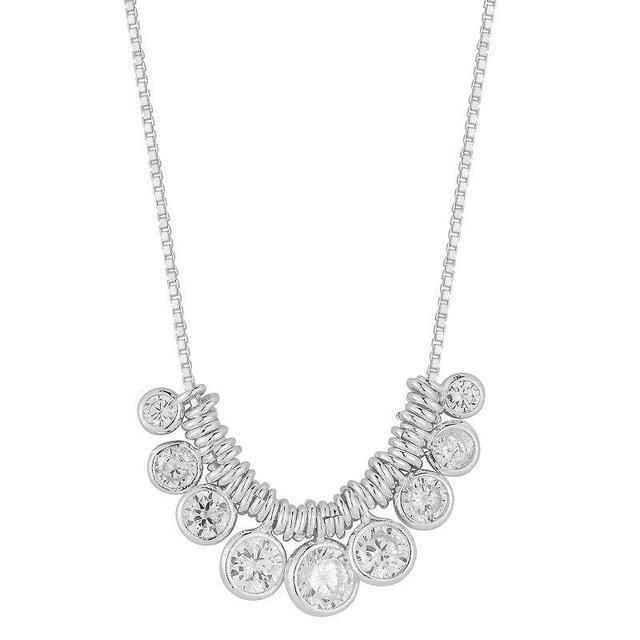 Sunkissed Sterling Cubic Zirconia Coin Charm Necklace, Womens, Silver Tone Product Image