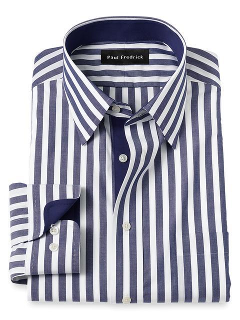 Non-Iron Cotton Bengal Stripe Dress Shirt With Contrast Trim - Sodalite Product Image