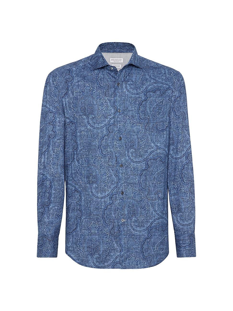 Mens Paisley Slim Fit Shirt With Spread Collar Product Image