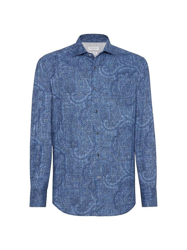 Mens Paisley Slim Fit Shirt With Spread Collar Product Image