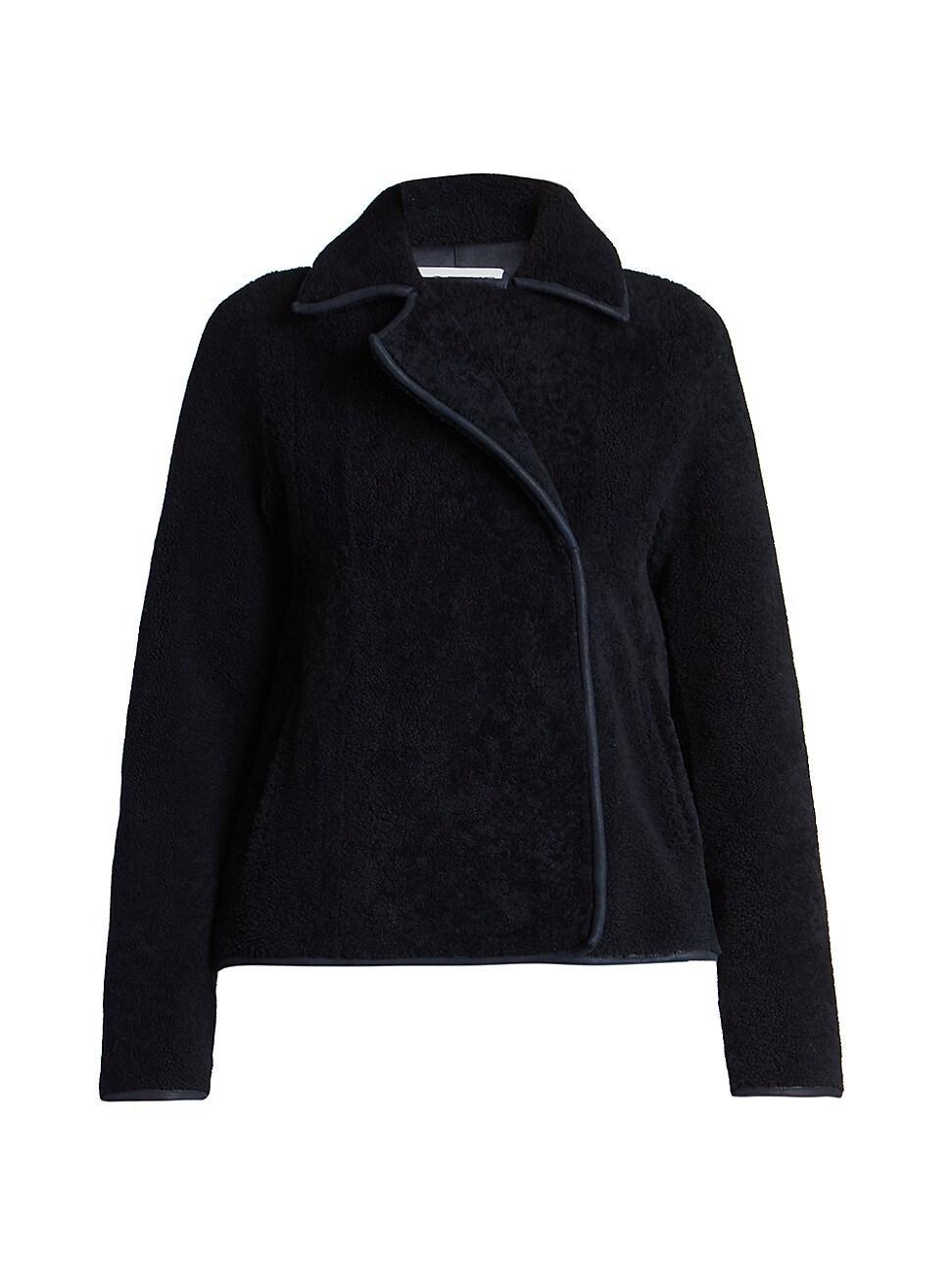 Womens Merino Shearling & Leather Trapeze Jacket Product Image